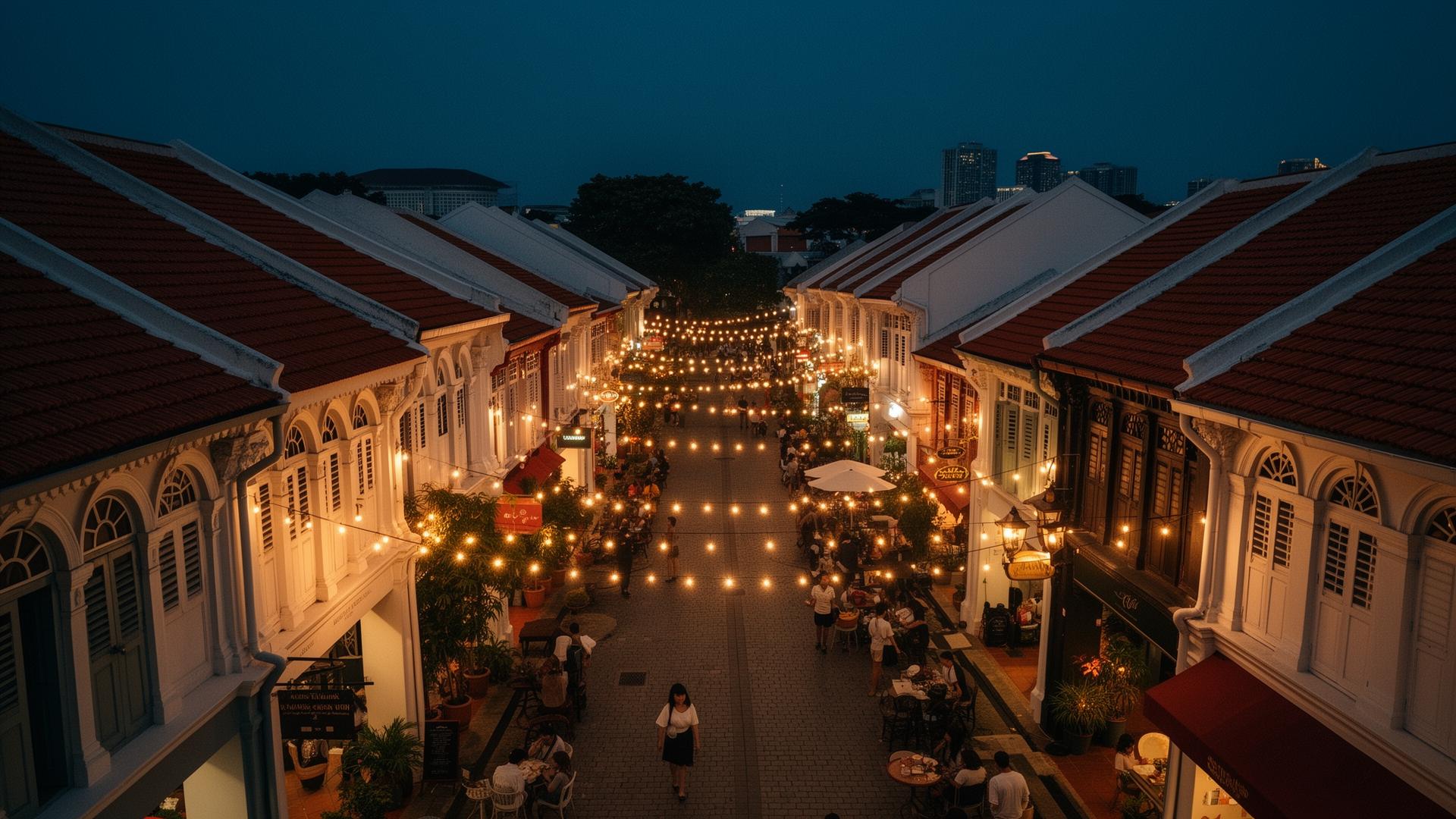 Singapore street at dusk